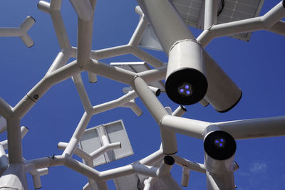 Low angle view of airplane against clear sky