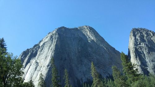 Scenic view of rocky mountains against clear sky