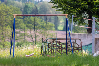 Empty bench in park