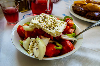 Food served on table