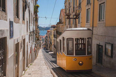 High angle view of train in city