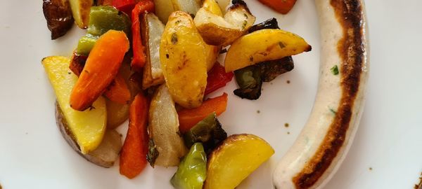 High angle view of meal served in plate