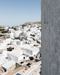 High angle view of townscape against clear sky