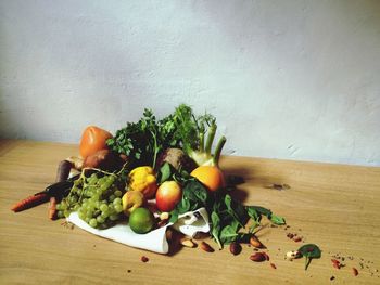 Close up of food on wooden table