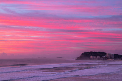 Scenic view of sea against sky at sunset