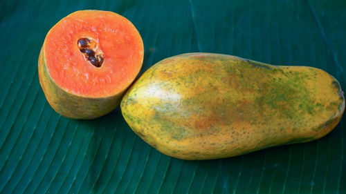 High angle view of orange on table