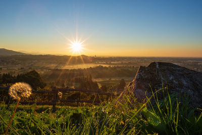 Scenic view of landscape against sky during sunset