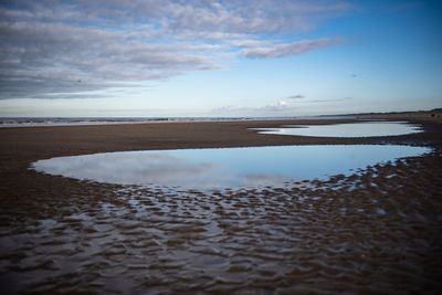 Scenic view of beach against sky