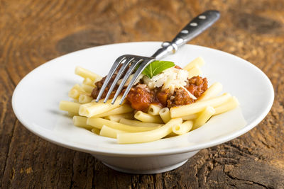 Close-up of food in plate on table