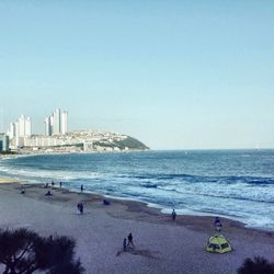Scenic view of sea against clear sky