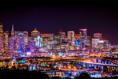 Illuminated city at night