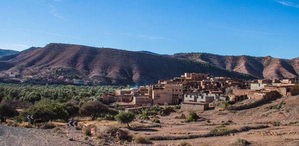 Scenic view of mountains against clear sky