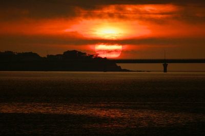 Scenic view of sunset over sea