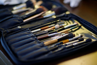 Close-up of make-up brushes