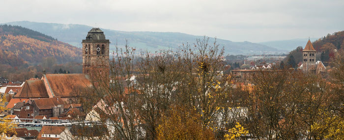 High angle view of buildings in city