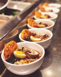 High angle view of food in bowl on table