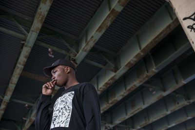 Profile of a young man.