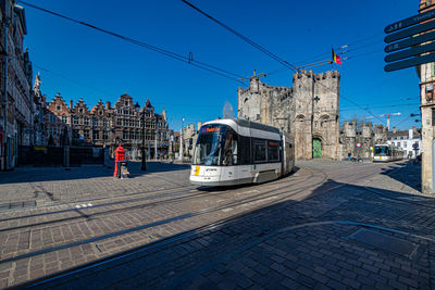 View of tram tracks in locked down city