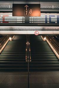 High angle view of illuminated subway station