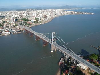 High angle view of bridge over river