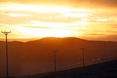 Silhouette mountains against sky during sunset