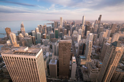 Aerial view of city against sky