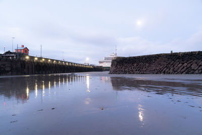 View into folkestone harbour at low tide