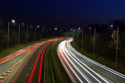 Light trails on highway at night