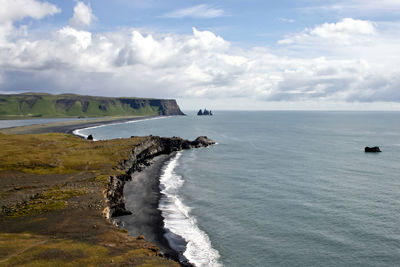 Scenic view of sea against cloudy sky