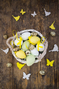 High angle view of fruits on table