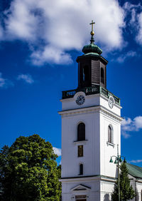 Low angle view of church and building against sky