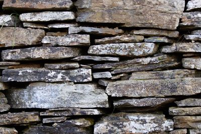 Full frame shot of stack of stone wall
