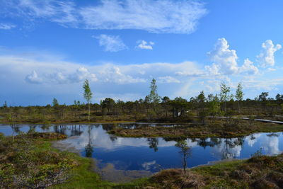 Scenic view of lake against sky