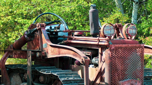 Old tractor in bus