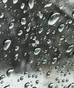 Close-up of water drops on glass