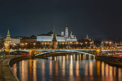 Evening landscape view of the kremlin from the patriarchal bridge.