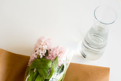 High angle view of flower on table