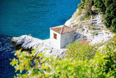 High angle view of sea shore