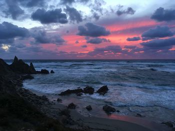 Scenic view of sea against sky during sunset