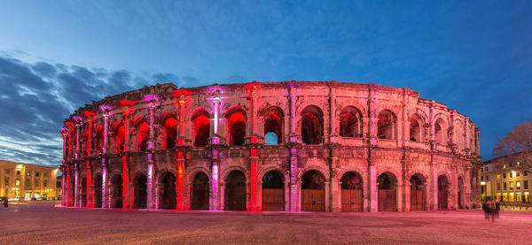 View of historical building at night