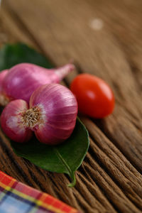 High angle view of cherries on table