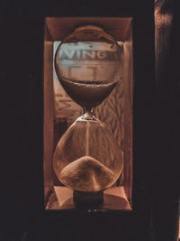 Close-up of clock on table