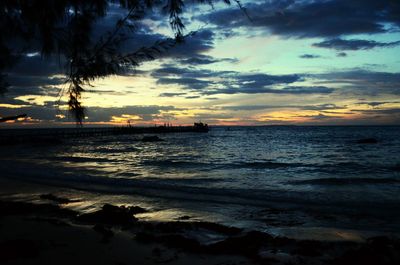 Scenic view of sea at sunset