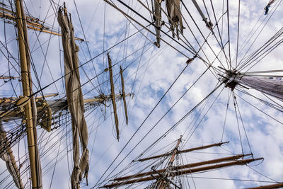 Low angle view of mast against sky