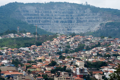 High angle view of buildings in city