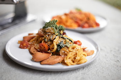 Close-up of food in plate on table