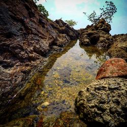 Rock formations on shore