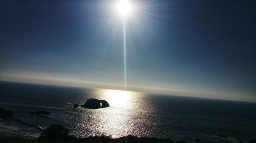 Scenic view of sea against sky on sunny day