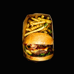 Close-up of food against black background