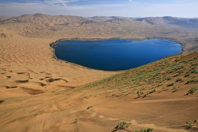 1188 full view nuoertu lake -biggest in the badain jaran desert-seen from its western megadune-china